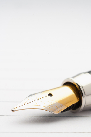 Fountain pen on paper. Entries in the blog.の写真素材