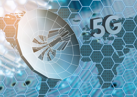 The concept of wireless radio Internet. 5G mobile technologies.の写真素材