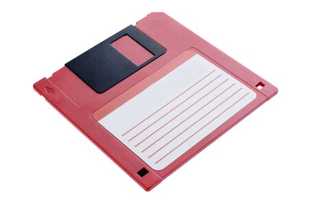 Red floppy disk isolated on white
