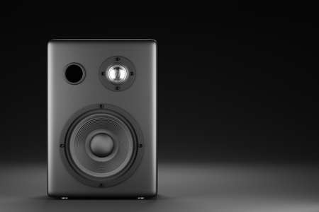 Modern music column in black on a dark background. Musical column for your design. 3d rendering.の写真素材