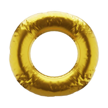 Inflatable letter O in golden color. Inflatable symbols of golden color for your design. 3d render.