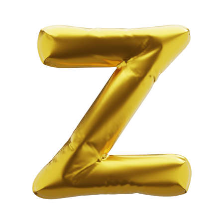 Inflatable letter Z in golden color. Inflatable symbols of golden color for your design. 3d render.の写真素材