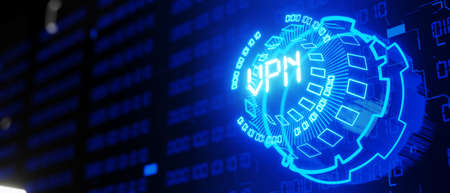 concept of a secure Internet using VPN. Internet connection protection. Encryption using VPN technology. 3d render.の写真素材