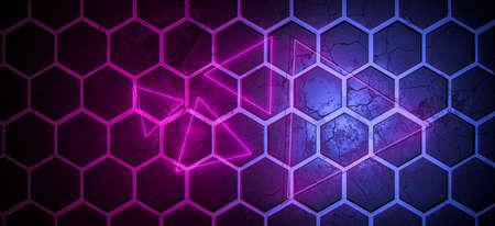 Large futuristic background made of concrete hexagons. 3d render.