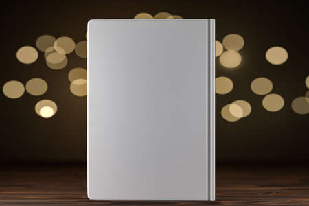 Book mockup on wooden background, notebook mockup. 3d render.
