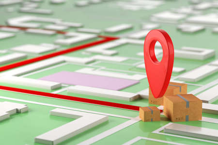 delivery point. The concept of postal delivery services. 3d renderingの写真素材
