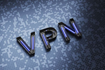 Technological symbols. Inscription VPN Data Protection Concept. 3D rendering.の写真素材