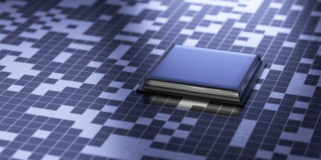 Close-up view of a modern GPU card with circuit and colorful lights and details 3D renderingの写真素材