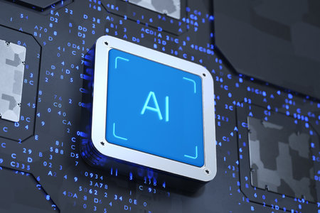 Block of deep machine learning. Development of artificial intelligence. AI artificial intelligence concept. 3D rendering..の写真素材