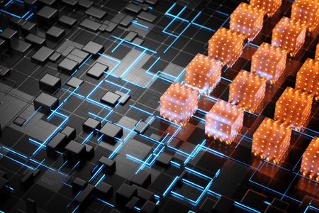 concept of a quantum processor. big data concept. 3d rendering..の写真素材