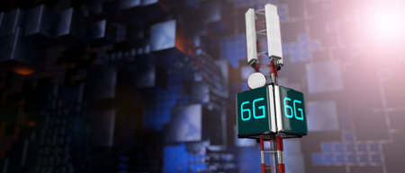 mobile antenna tower. The concept of wireless communication 6 d. cell communication. Mobile...