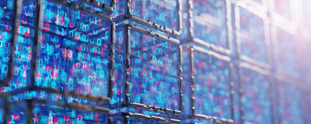 computer code. digital technology background. Cube with binary code. Abstract tech background....