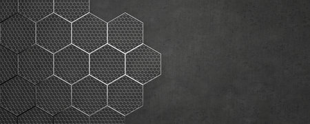 artificial intelligence. background for blockchain design. Technological hexagons in dark color. abstract background. digital background. technological background. Neural network concept. 3d rendering.の写真素材