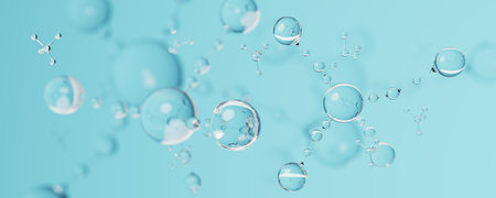 Suitable for biochemical, pharmaceutical, cosmetic and other medical concepts. abstract science background. scientific cosmetic technology background. 3d rendering. conceptual cosmetic solution for skin care.の写真素材