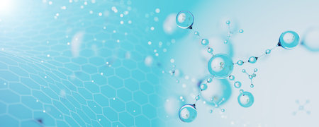 scientific cosmetic technology background. conceptual cosmetic solution for skin care. Suitable for biochemical, pharmaceutical, cosmetic and other medical concepts. abstract science background. 3d rendering.の写真素材