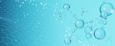 abstract science background. scientific cosmetic technology background. conceptual cosmetic solution for skin care. Suitable for biochemical, pharmaceutical, cosmetic and other medical concepts. 3d rendering.の写真素材
