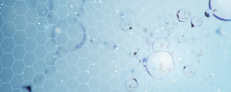 Suitable for biochemical, pharmaceutical, cosmetic and other medical concepts. abstract science background. scientific cosmetic technology background. conceptual cosmetic solution for skin care. 3d rendering.の写真素材