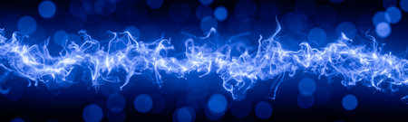 Christmas light shine with bokeh particles. Luxury background. Ai. Abstract background with blue particles and glitter. Dust motes background. Artificial intelligence. 3d renderの写真素材