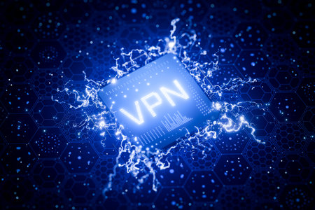 Protect yourself from government censorship with VPN. VPN business. VPN connection. VPN future. VPN network security, concept of internet privacy encryption. VPN mobile. Free vpn. 3d render.の写真素材