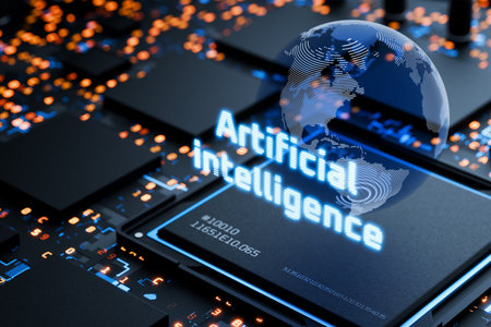 Artificial intelligence chip. AI. Artificial intelligence generates content. 3D render.