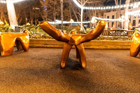 Christmas - New year night city beautiful views with a lot of lights and decoration . Lightning decoration around the cityの写真素材