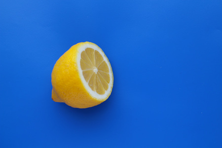 lemon on blue backgroundの写真素材