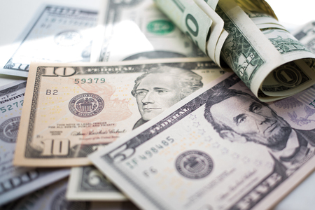 banknotes american dollars, one hundred, fifty, twenty, two, one dollar, close up