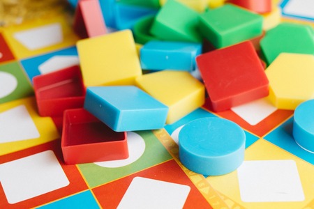 close up children's educational toys, colorful shapesの写真素材
