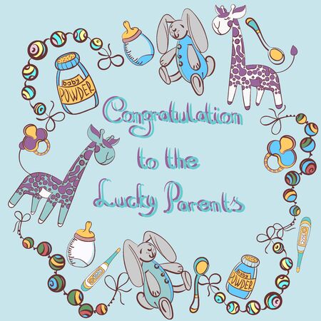 A vector image accessories and toys for newbornのイラスト素材