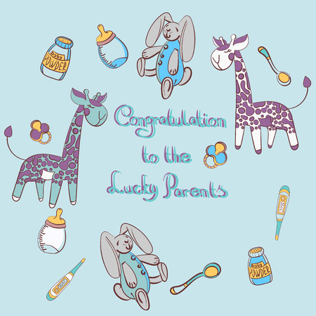 A vector image accessories and toys for newbornのイラスト素材