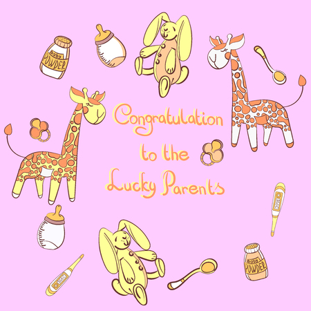 A vector image accessories and toys for newbornのイラスト素材