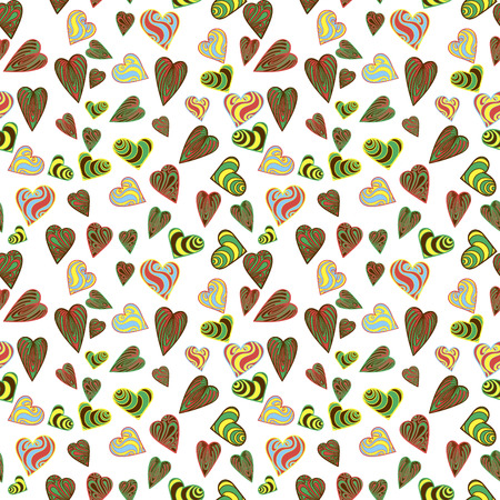 Design for February 14 vector image and seamless pattern, multi-colored hearts with inscriptions for girl and guy, on a transparent background.のイラスト素材