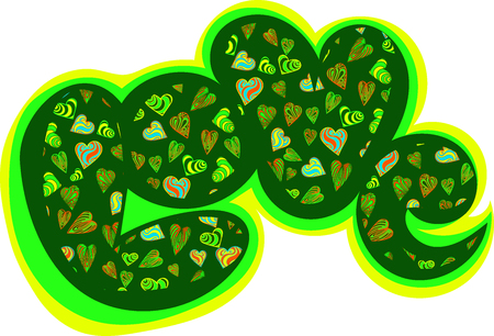 Design for February 14 vector image and seamless pattern, multi-colored hearts with inscriptions for girl and guy, on a transparent background.のイラスト素材