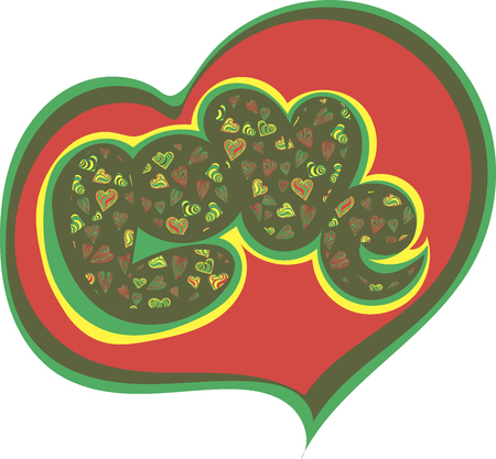 Design for February 14 vector image and seamless pattern, multi-colored hearts with inscriptions for girl and guy, on a transparent background.のイラスト素材