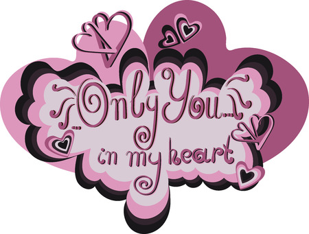 Vector image and seamless pattern for design 14 February, Multi-colored hearts with inscriptions for girl and guy, on a transparent backgroundのイラスト素材