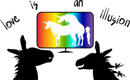 The Vector image and seamless pattern "Love of the Unicorns", for design on February 14 and not only, Psychedelic funny pictures for men and womenのイラスト素材