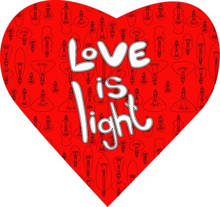 Vector image and seamless pattern to February 14, hearts, inscriptions about love, light bulbs.のイラスト素材
