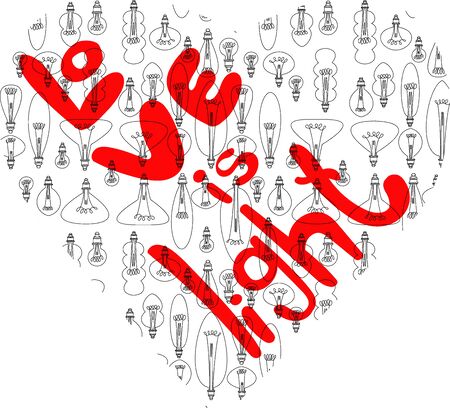 vector image and seamless pattern to February 14, hearts, inscriptions about love, light bulbs.のイラスト素材