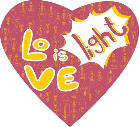 vector image and seamless pattern to February 14, hearts, inscriptions about love, light bulbsのイラスト素材