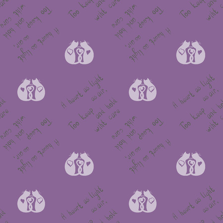Vector image and seamless pattern "Loving cats of different color and monochrome", patterns on a transparent backgroundのイラスト素材
