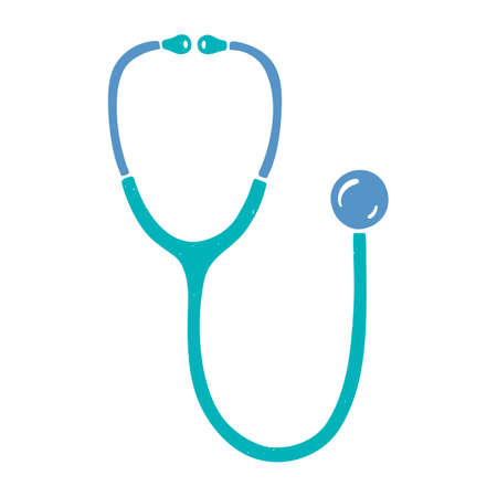 Two-color stethoscope icon isolated on a white background. Vector flat hand drawn illustrationのイラスト素材