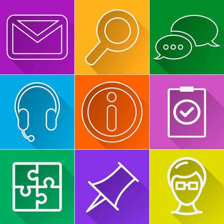 Contact line icons with a long shadow vector illustration.のイラスト素材