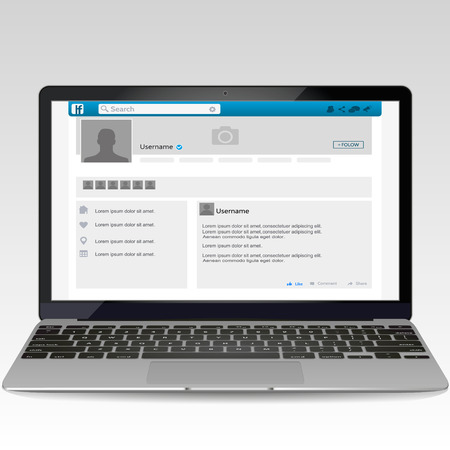 Web Page Social Page Interface Concept on Laptop, Vector Illustration.のイラスト素材