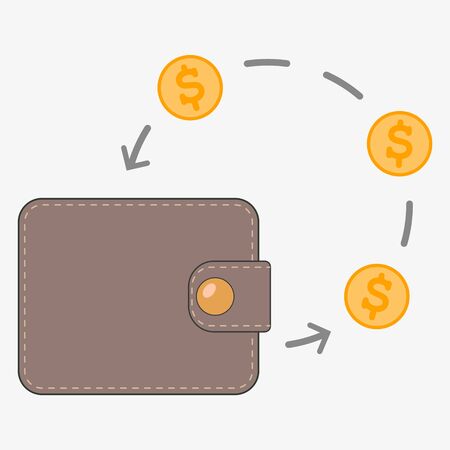 Cash back icon with golden coins and wallet isolated on grey background. cashback or money refund label for banners and web sitesのイラスト素材