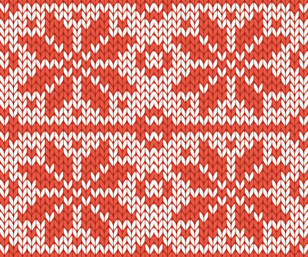 Nordic style and inspired by Scandinavian cross stitch craft Christmas pattern in red and white vector illustrationのイラスト素材