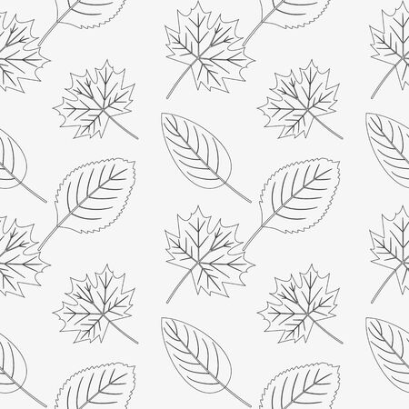 Cute vector leaf seamless pattern. Abstract print with leaves. Elegant beautiful nature ornament for fabric, wrapping and textile. Scrapbook black and white paper.のイラスト素材