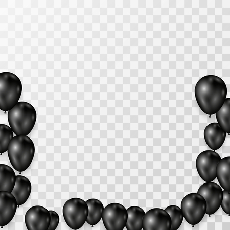 Black realistic balloons. black ball isolated on a transparent background for designers and illustrators. Balloons as a vector illustrationのイラスト素材