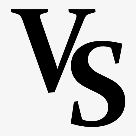 VS versus letters vector logo icon isolated on white background. VS versus symbol for confrontation or opposition design conceptのイラスト素材