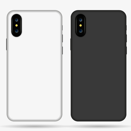 Smartphone case mockup template illustration (white/black).のイラスト素材