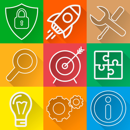 Search Engine Optimization Vector Outline Icons. SEO Elements icon set - vector illustrationのイラスト素材